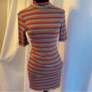 Socialite Striped dress Rainbow color sz S stretch comfy. NWOT🚭 Spring Fasion